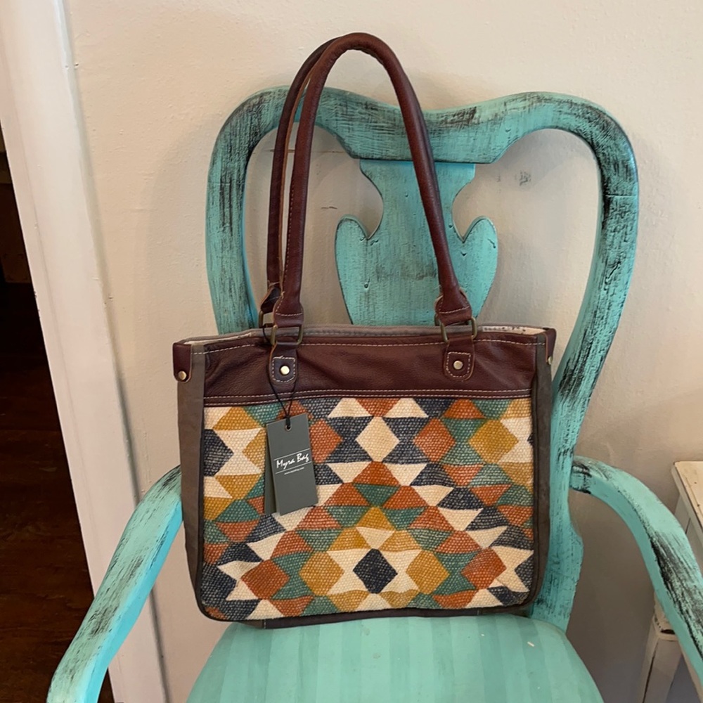 Myra bag canvas and leather shoulder bag